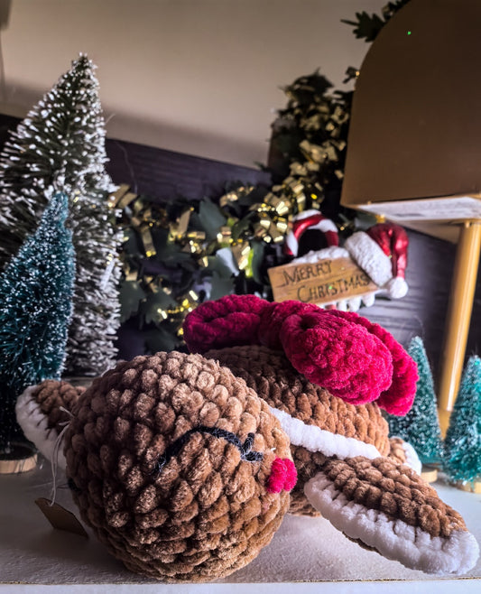 ✨ “Noëlia”, la Tortue de Noël – Fait main au crochet ✨